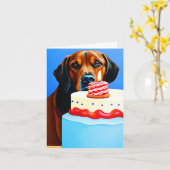 Niedlicher Hund zum Geburtstag geklappte Grußkarte Karte (Gelbe Blume)