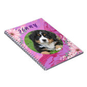 Niedlicher Hund zurück zur Schule Rosa Blumenfarbe Notizblock (Rechte Seite)