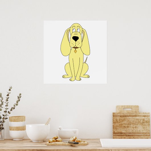 Niedlicher Hunde Cartoon. Gelber Hund. Poster (Küche)