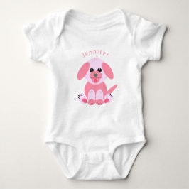 Niedlicher Hunde Cartoon Pink Personalisiert Baby  Baby Strampler