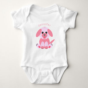 Niedlicher Hunde Cartoon Pink Personalisiert Baby  Baby Strampler