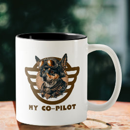 Niedlicher Hunde-Co-Pilot, Cooles Heimtier, Luftfa Zweifarbige Tasse