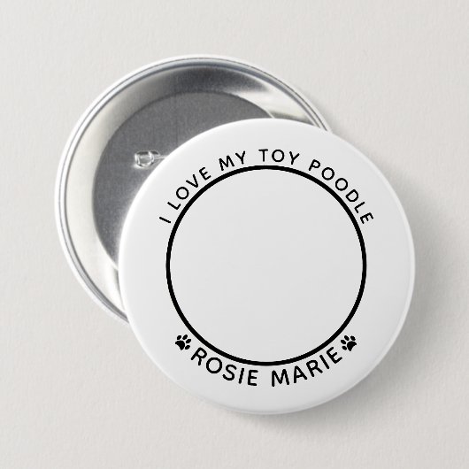 Niedlicher Hunde Foto Name Paw Prints Personalisie Button (Vorne & Hinten)