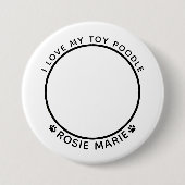 Niedlicher Hunde Foto Name Paw Prints Personalisie Button (Vorderseite)