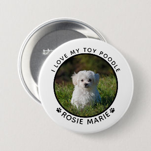 Niedlicher Hunde Foto Name Paw Prints Personalisie Button