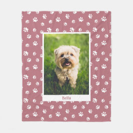 Niedlicher Hunde Foto Name White Paw Drucke Rose G Fleecedecke