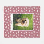 Niedlicher Hunde Foto Name White Paw Drucke Rose G Fleecedecke (Vorderseite (Horizontal))