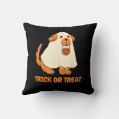 Niedlicher Hunde Ghost Trick oder behandeln Orange Kissen (Rückseite)