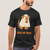 Niedlicher Hunde Ghost Trick oder behandeln Orange T-Shirt (Vorderseite)