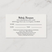 Niedlicher Hunde Groomer Pet Care Termin Erinnerun Visitenkarte (Rückseite)