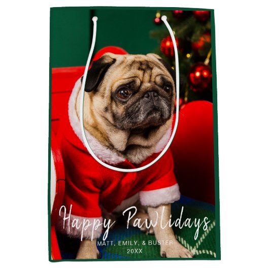 Niedlicher Hunde Haustiere Familie Foto Happy Pawl Mittlere Geschenktüte (Vorderseite)