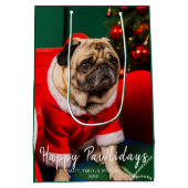 Niedlicher Hunde Haustiere Familie Foto Happy Pawl Mittlere Geschenktüte (Rückseite)