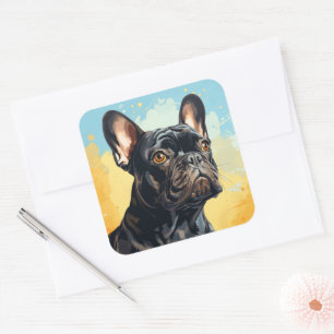 Niedlicher Hundeaufkleber Quadratischer Aufkleber