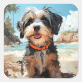 Niedlicher Hundeaufkleber Quadratischer Aufkleber (Vorderseite)