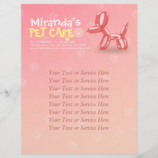 Niedlicher Hundeballon Pflege von Haustieren Pfleg Flyer (Vorne)