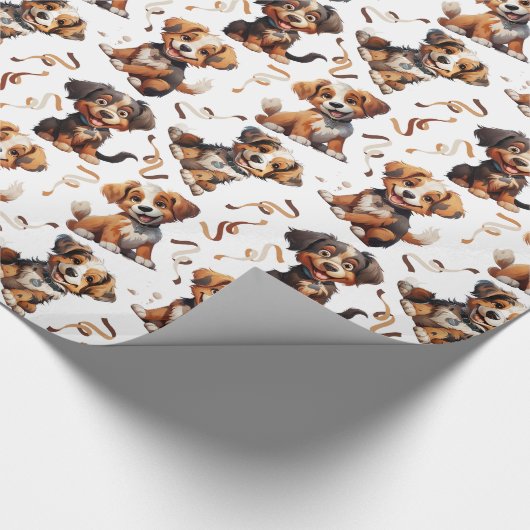 Niedlicher Hundebüt Geschenkpapier (Ecke)