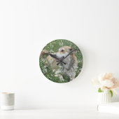 Niedlicher Hundegrünes Gras Clockface 1 Runde Wanduhr (Zuhause)