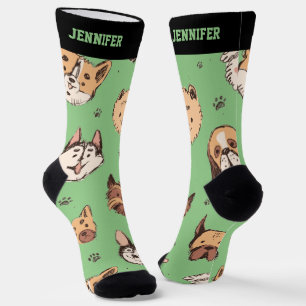 Niedlicher Hundehandskizze Doodle Muster Hundeschl Socken