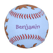 Niedlicher Hundehund - blauer Cartoon Baseball (Rückseite)