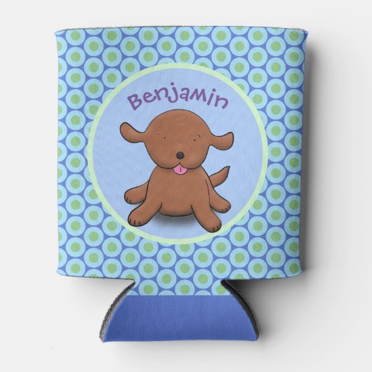 Niedlicher Hundehund - blauer Cartoon Dosenkühler (Vorderseite)