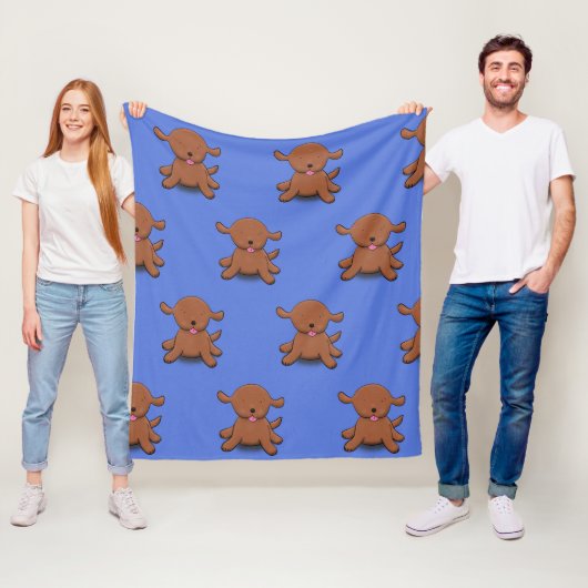 Niedlicher Hundehund - blauer Cartoon Fleecedecke (Beispiel)