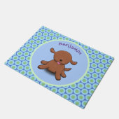 Niedlicher Hundehund - blauer Cartoon Fußmatte (Schrägansicht)