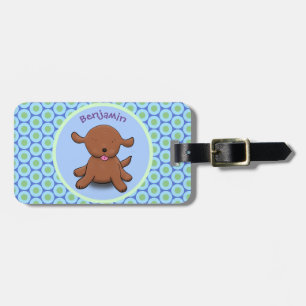 Niedlicher Hundehund - blauer Cartoon Gepäckanhänger