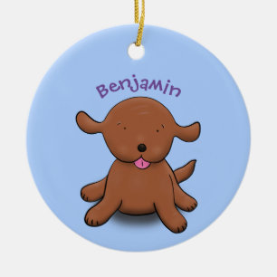 Niedlicher Hundehund - blauer Cartoon Keramik Ornament