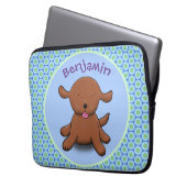 Niedlicher Hundehund - blauer Cartoon Laptopschutzhülle (Vorderseite Links)