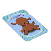 Niedlicher Hundehund - blauer Cartoon Magnet (Rechte Seite)