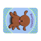 Niedlicher Hundehund - blauer Cartoon Magnet (Horizontal)