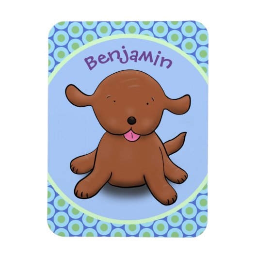 Niedlicher Hundehund - blauer Cartoon Magnet (Vertikal)