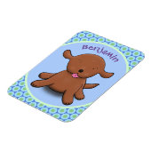 Niedlicher Hundehund - blauer Cartoon Magnet (Linke Seite)