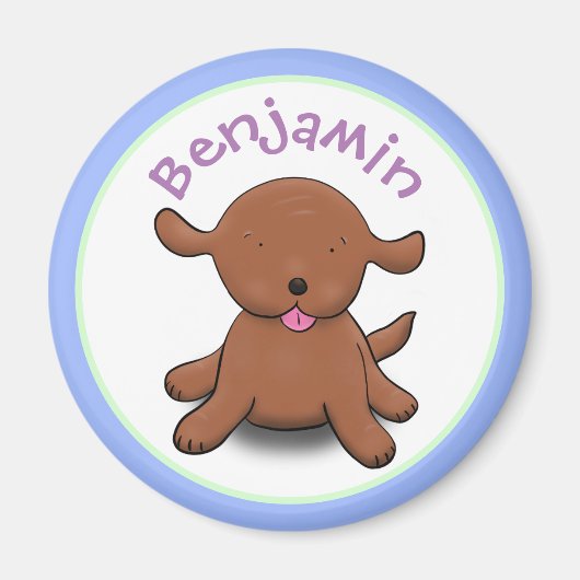 Niedlicher Hundehund - blauer Cartoon Magnet (Vorne)
