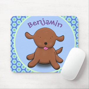 Niedlicher Hundehund - blauer Cartoon Mousepad