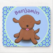 Niedlicher Hundehund - blauer Cartoon Mousepad (Vorne)