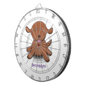 Niedlicher Hundehund Cartoon Dartscheibe (Vorderseite rechts)