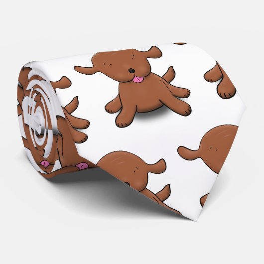 Niedlicher Hundehund Cartoon Krawatte (Gerollt)