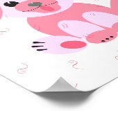 Niedlicher Hundehund Cartoon Rosa Personalisiertes Poster (Ecke)