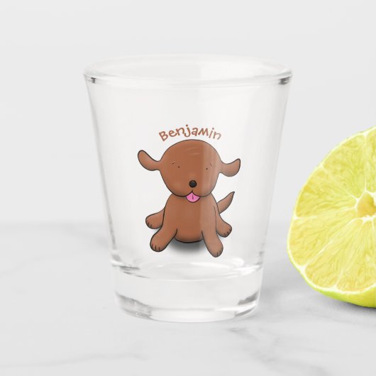 Niedlicher Hundehund Cartoon Schnapsglas (Vorderseite)