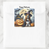 Niedlicher Hundehund Halloween-Sticker Quadratischer Aufkleber (Tasche)