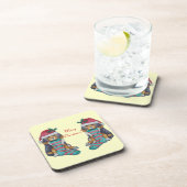 niedlicher Hundehund in Schwarz-Weiß-Kleidung Getränkeuntersetzer (Rechte Seite)