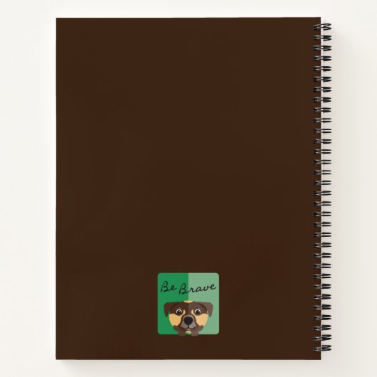 Niedlicher Hundehund mit Bleistift auf Grün mutig Notizblock (Rückseite)