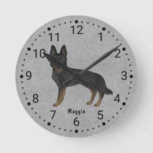 Niedlicher Hundehund mit nummerierter Dog-Uhr Runde Wanduhr