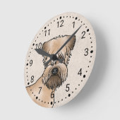 Niedlicher Hundekopf auf Beige mit weichem Rad Runde Wanduhr (Winkel)