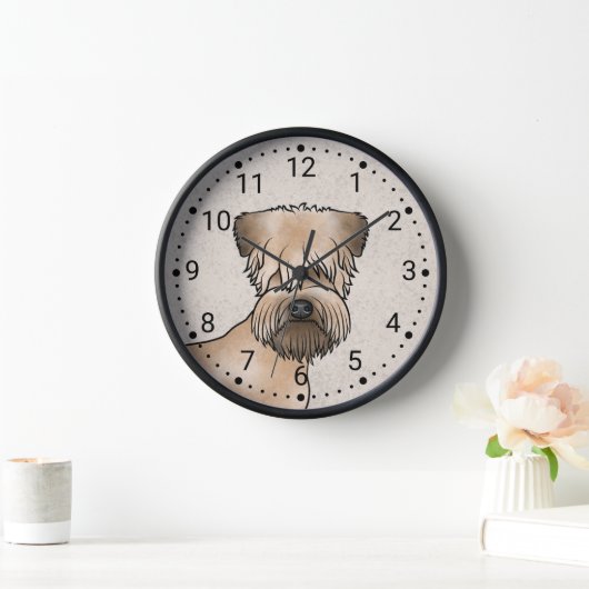 Niedlicher Hundekopf auf Beige mit weichem Rad Uhr (Zuhause)