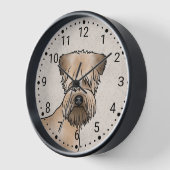 Niedlicher Hundekopf auf Beige mit weichem Rad Uhr (Winkel)