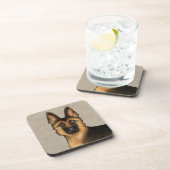 Niedlicher Hundekopf Beige Getränkeuntersetzer (Rechte Seite)