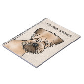 Niedlicher Hundekopf und Text mit weichem Rad Notizblock (Linke Seite)