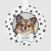 Niedlicher Hundename Jahr Knochen Schwarze Paw Dru Ornament (Rückseite)